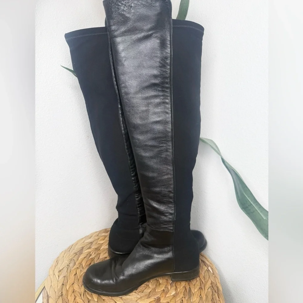 Stuart Weitzman Tall Boot 5050 Black Leather OTK Over-the-Knee Boots Classic
